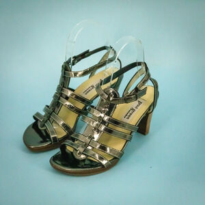 Paul Green 3 Size 5.5 US Bronze Metallic Strappy Ankle Leather High Heel Sandals